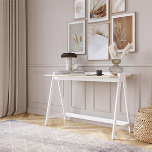 Ren Home Enkel Desk - Light Oak and White