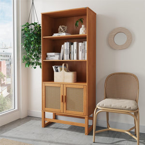 Ren Home Talo 3 Shelf Bookcase with 2 Doors - Natural