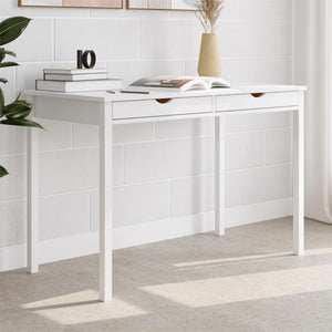 Ren Home Rom Desk with 2 Slim Drawers - White