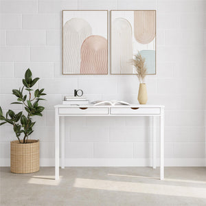 Ren Home Rom Desk with 2 Slim Drawers - White