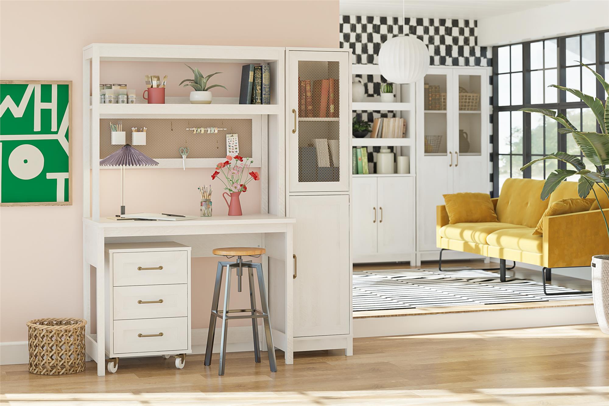 Mr. Kate Tess Standing Desktop & Workstation - Ivory Oak