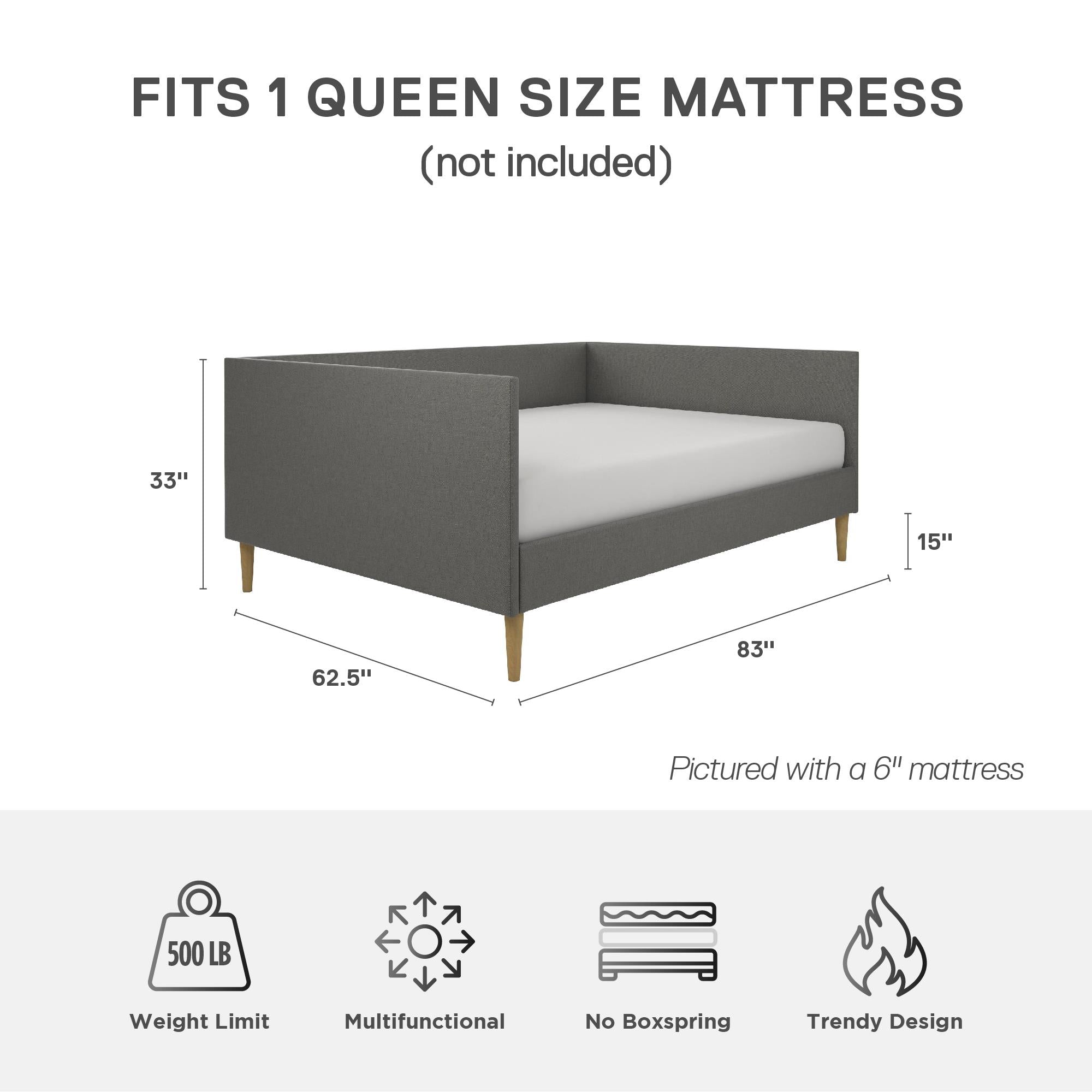 DHP Franklin Mid Century Daybed - Gray - Queen