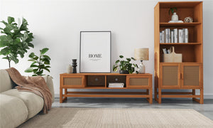 Ren Home Talo 3 Shelf Bookcase with 2 Doors - Natural
