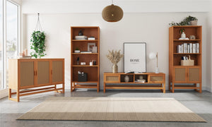 Ren Home Talo 3 Shelf Bookcase with 2 Doors - Natural