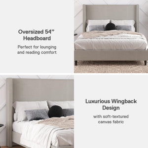 DHP Eveline Upholstered Wingback Bed - Textured Gray Canvas - Queen