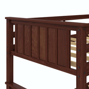 DHP Bailen Kid's Wood Bunk Bed - Deep Walnut - Twin-Over-Twin