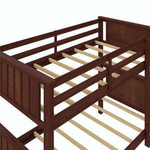 DHP Bailen Kid's Wood Bunk Bed - Deep Walnut - Twin-Over-Twin
