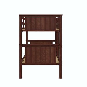 DHP Bailen Kid's Wood Bunk Bed - Deep Walnut - Twin-Over-Twin