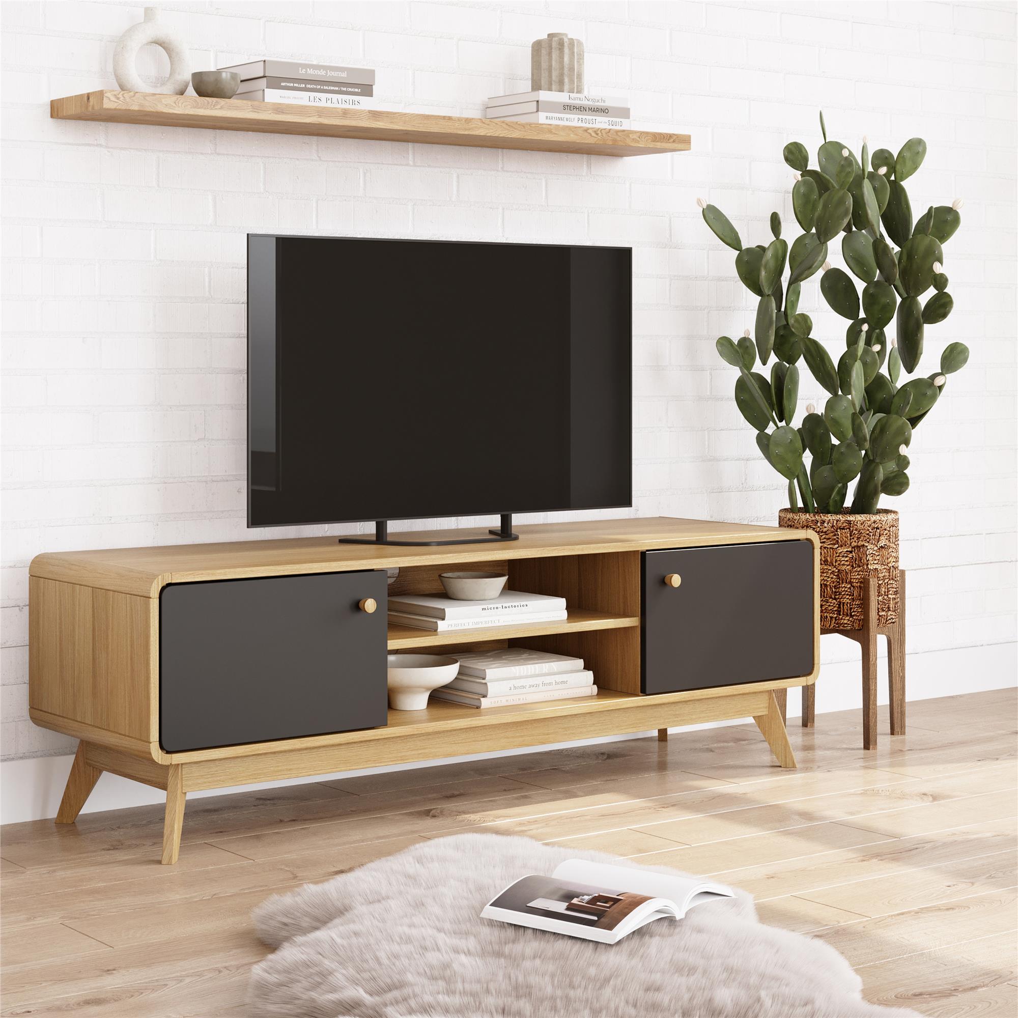 Ren Home Leva Media Console TV Stand - Light Oak