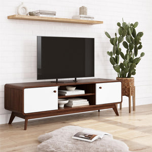 Ren Home Leva Media Console TV Stand - Walnut / White