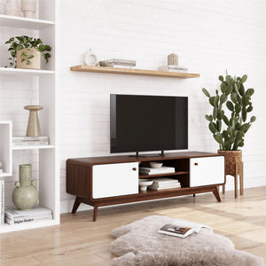 Ren Home Leva Media Console TV Stand - Walnut / White
