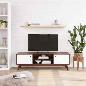 Ren Home Leva Media Console TV Stand - Walnut / White