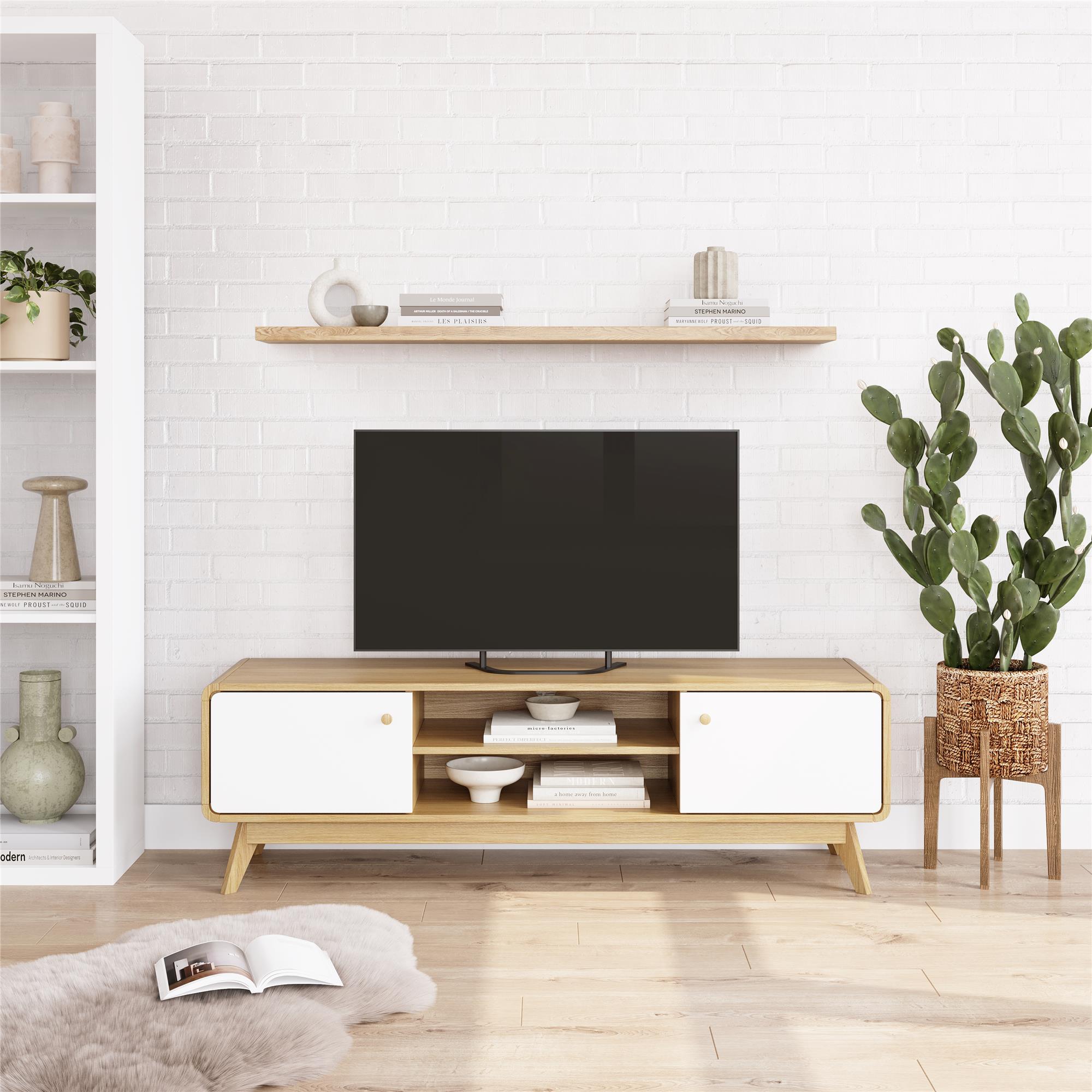 Ren Home Leva Media Console TV Stand - Oak