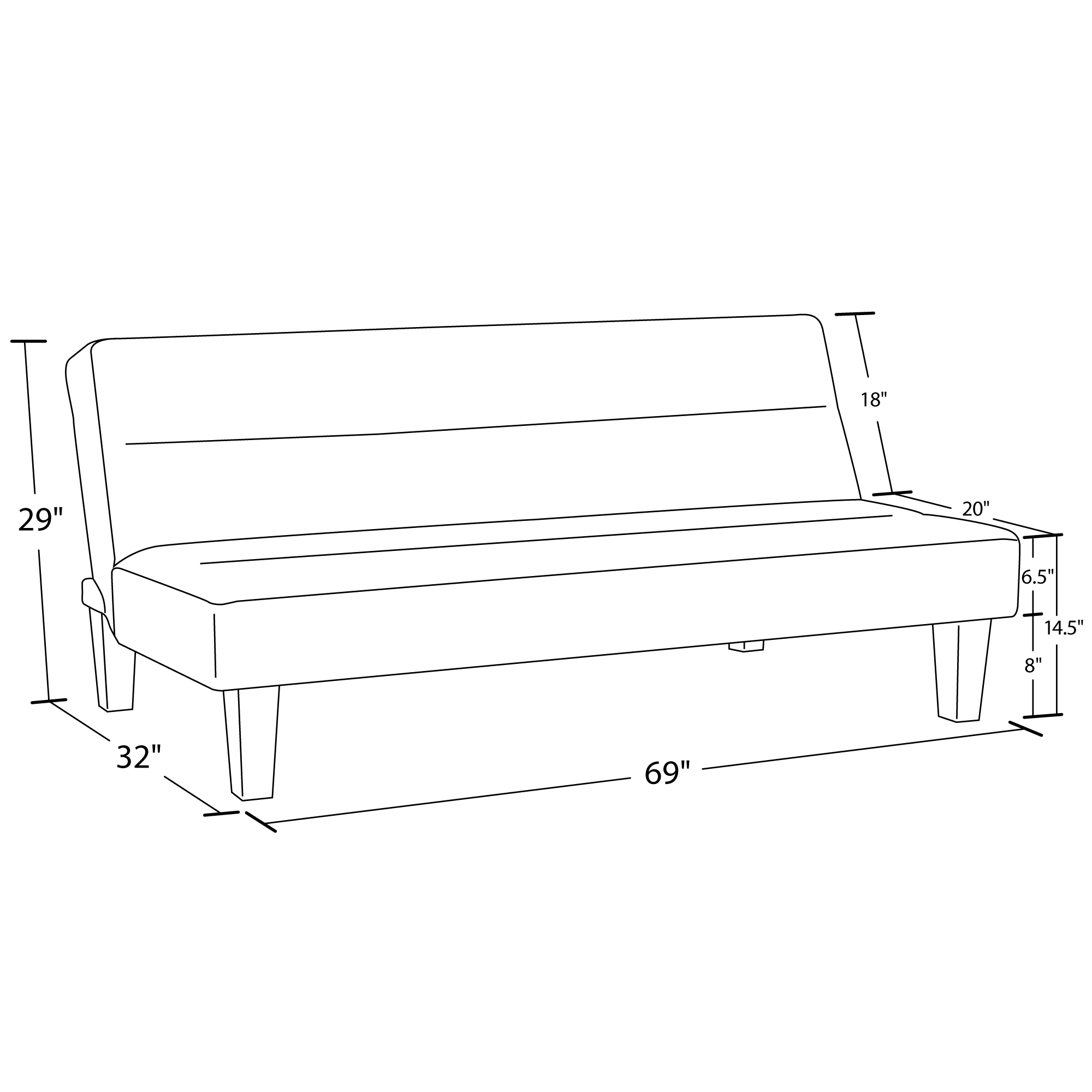 DHP Kebo Futon Sofa Bed - Dark Gray