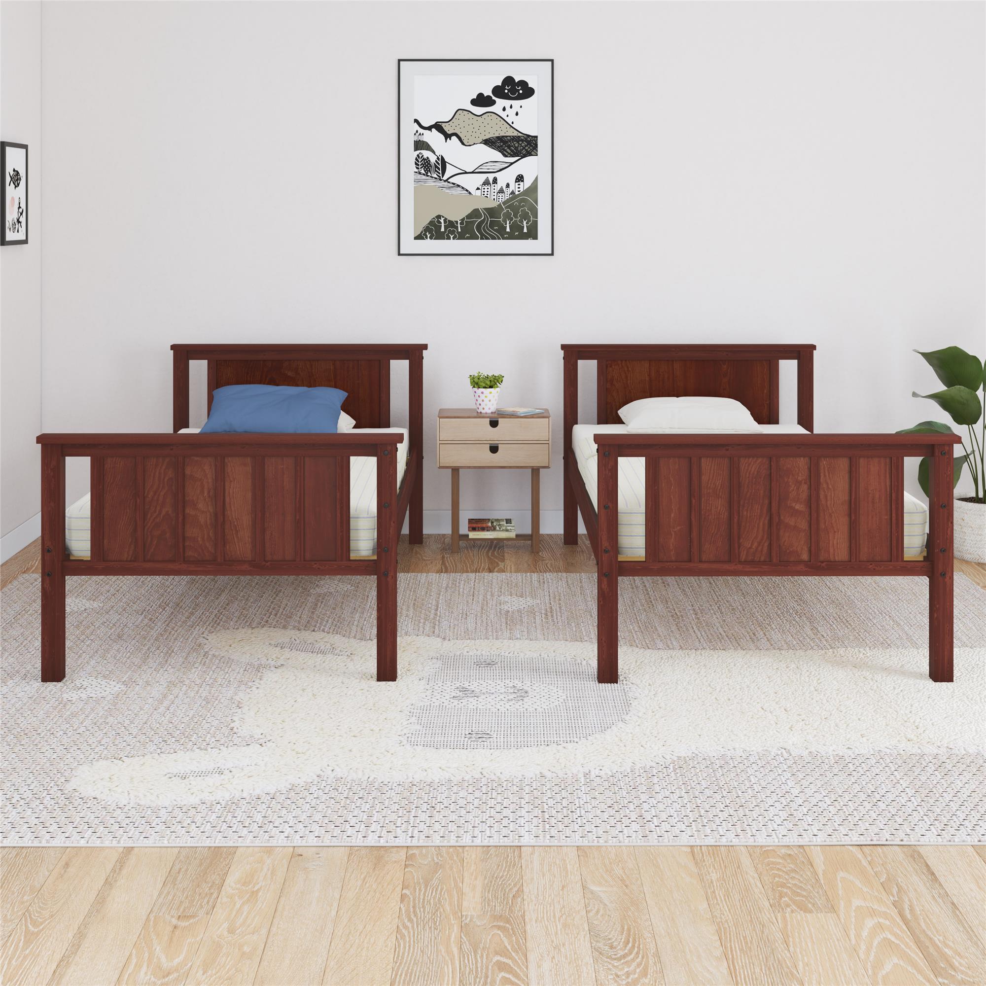 DHP Bailen Kid's Wood Bunk Bed - Deep Walnut - Twin-Over-Twin