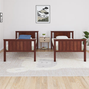 DHP Bailen Kid's Wood Bunk Bed - Deep Walnut - Twin-Over-Twin