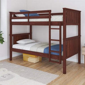 DHP Bailen Kid's Wood Bunk Bed - Deep Walnut - Twin-Over-Twin