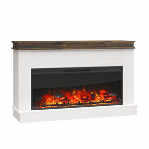 Ameriwood Home Mateo Wide Mantel with Linear Electric Fireplace and Remote for TVs up to 65" - Ivory Oak