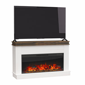 Ameriwood Home Mateo Wide Mantel with Linear Electric Fireplace and Remote for TVs up to 65" - Ivory Oak