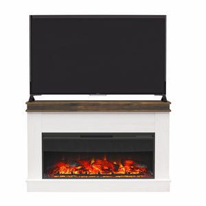 Ameriwood Home Mateo Wide Mantel with Linear Electric Fireplace and Remote for TVs up to 65" - Ivory Oak