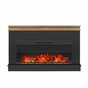 Ameriwood Home Mateo Wide Mantel with Linear Electric Fireplace and Remote for TVs up to 65" - Black