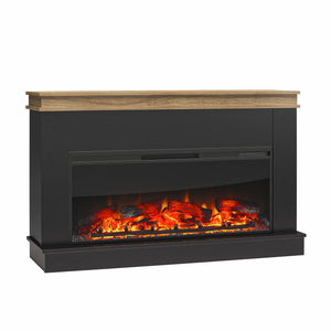 Ameriwood Home Mateo Wide Mantel with Linear Electric Fireplace and Remote for TVs up to 65" - Black