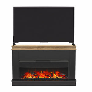 Ameriwood Home Mateo Wide Mantel with Linear Electric Fireplace and Remote for TVs up to 65" - Black