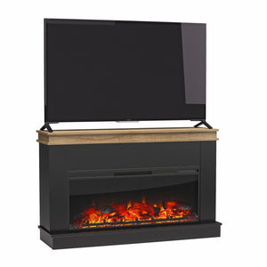 Ameriwood Home Mateo Wide Mantel with Linear Electric Fireplace and Remote for TVs up to 65" - Black