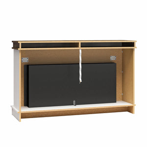 Ameriwood Home Mateo Wide Mantel with Linear Electric Fireplace and Remote for TVs up to 65" - Ivory Oak