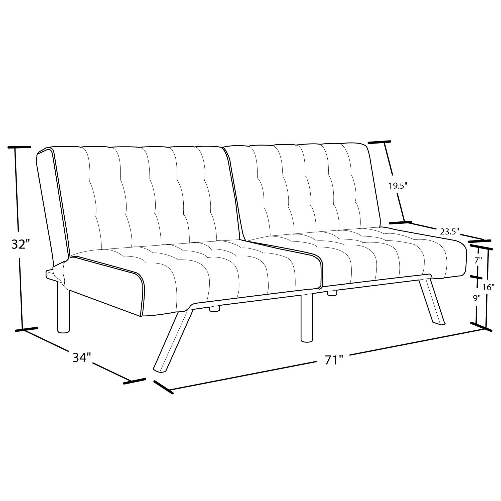 DHP Emily Armless Futon Sofa Bed - Black