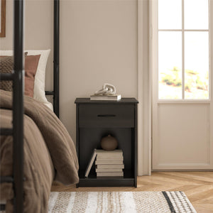 Ameriwood Home Classic Nightstand with Drawer - Black Oak