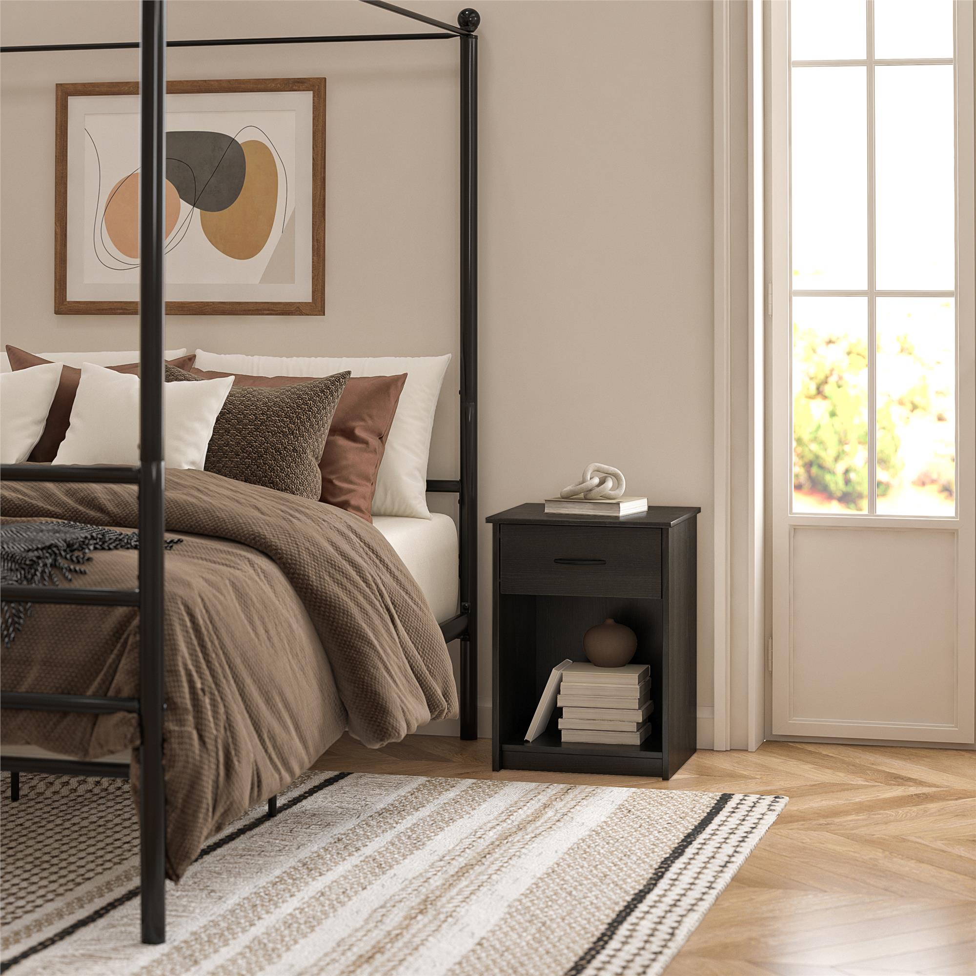 Ameriwood Home Classic Nightstand with Drawer - Black Oak