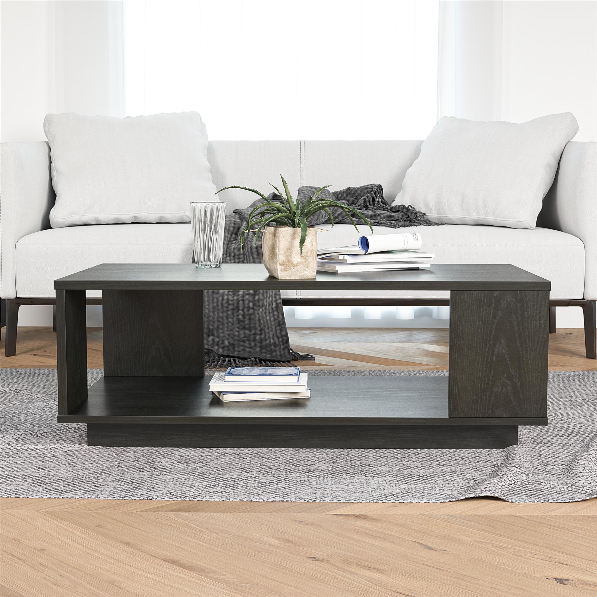Knowle Contemporary Rectangle Coffee Table, Black Oak - Black Oak