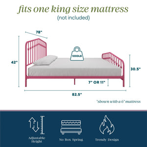 Novogratz Bushwick Metal Bed - Hot Pink - King
