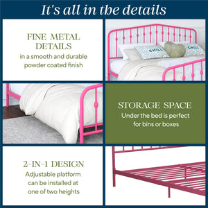 Novogratz Bushwick Metal Bed - Hot Pink - King