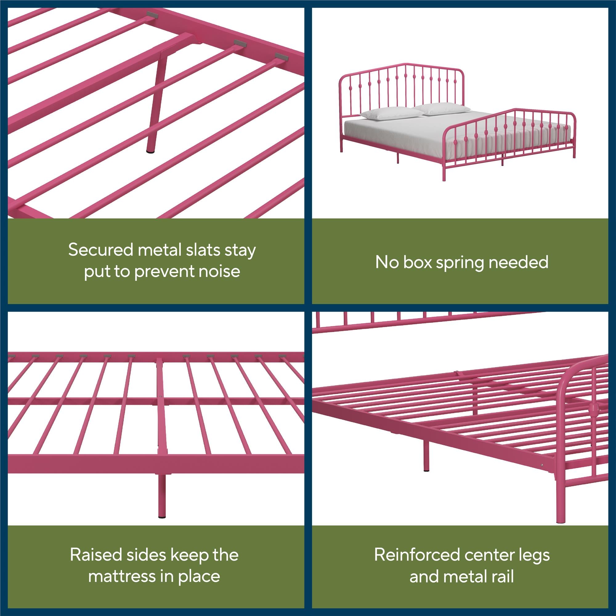 Novogratz Bushwick Metal Bed - Hot Pink - King
