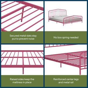 Novogratz Bushwick Metal Bed - Hot Pink - King
