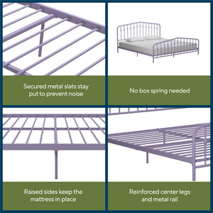 Novogratz Bushwick Metal Bed - Lavender - King