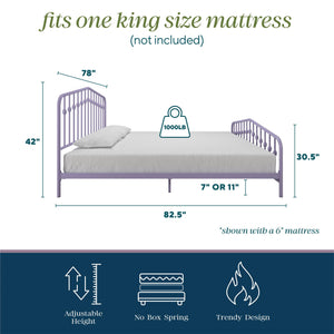 Novogratz Bushwick Metal Bed - Lavender - King