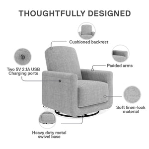 DHP Step Swivel Accent Chair with USB - Light Gray