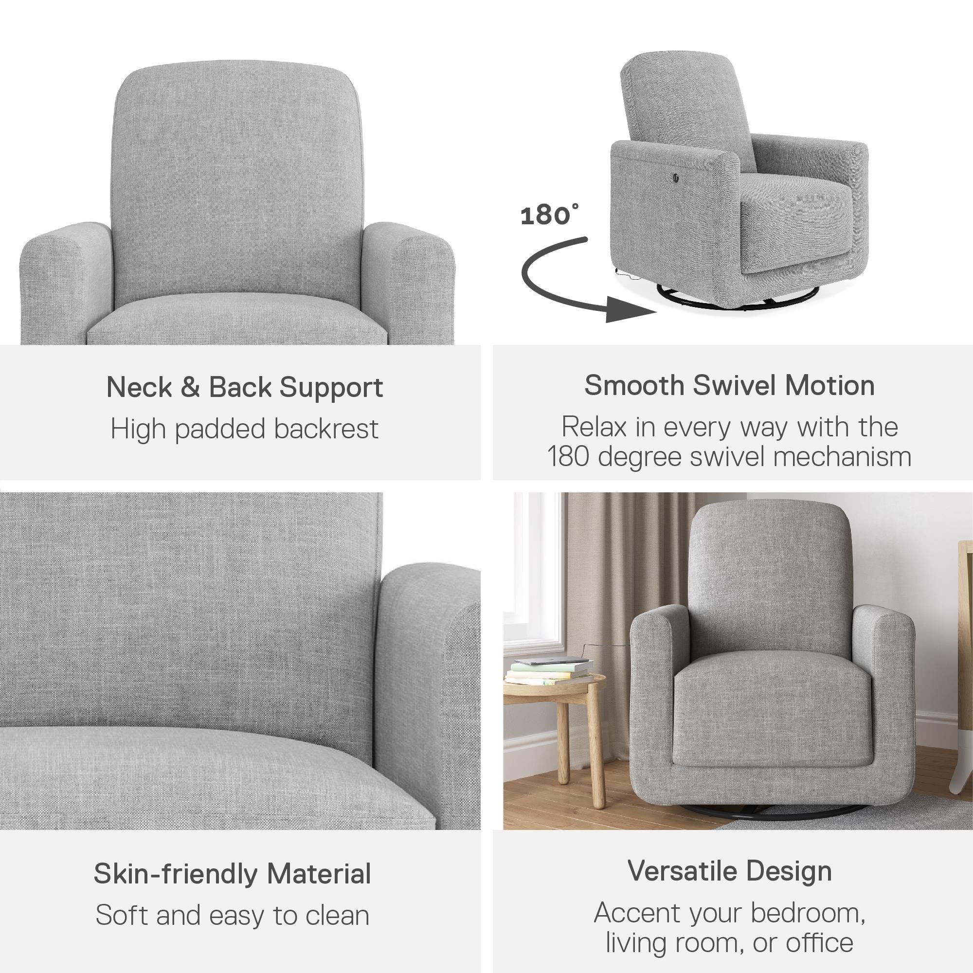 DHP Step Swivel Accent Chair with USB - Light Gray