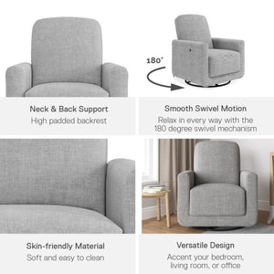 DHP Step Swivel Accent Chair with USB - Light Gray