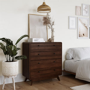Ren Home Leva 4 Drawer Dresser - Walnut