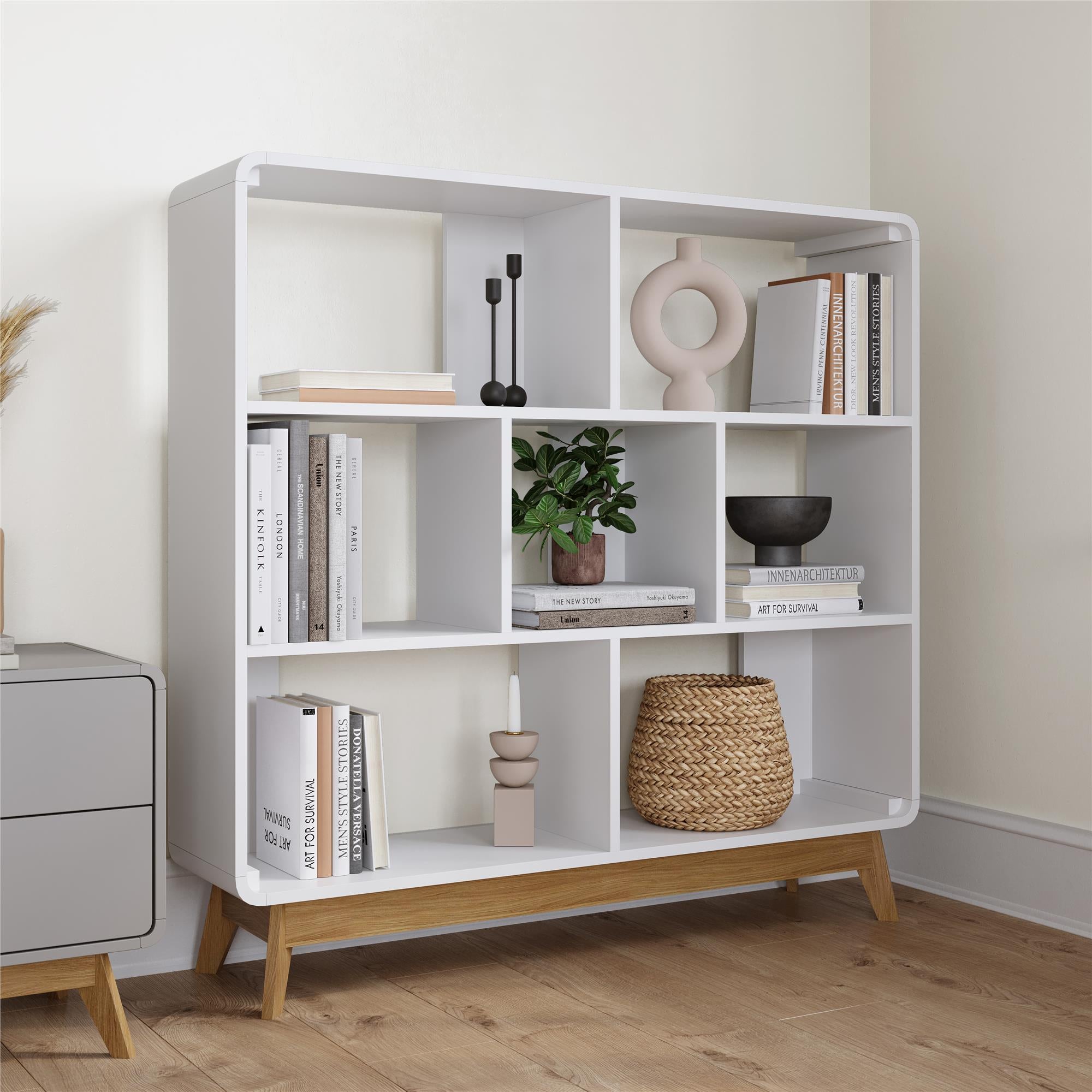 Ren Home Leva Double Bookcase - White