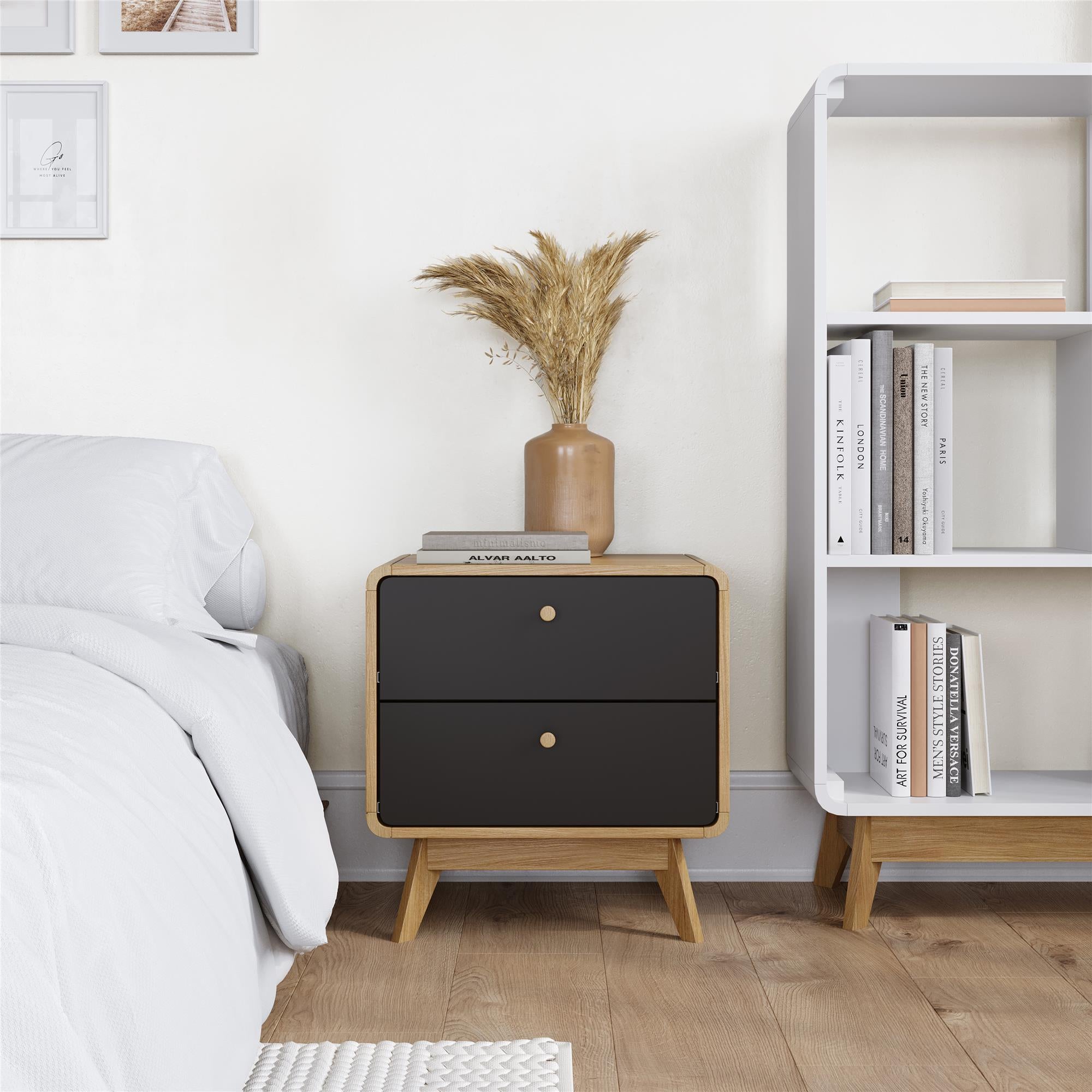 Ren Home Leva 2 Drawer Nightstand - Light Oak