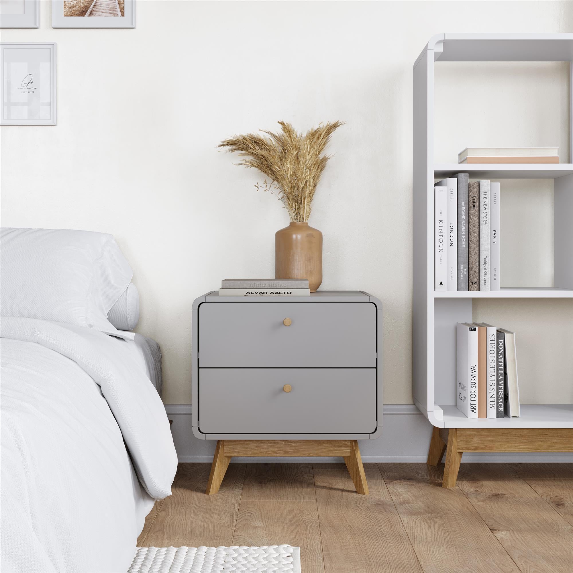 Ren Home Leva 2 Drawer Nightstand - Gray