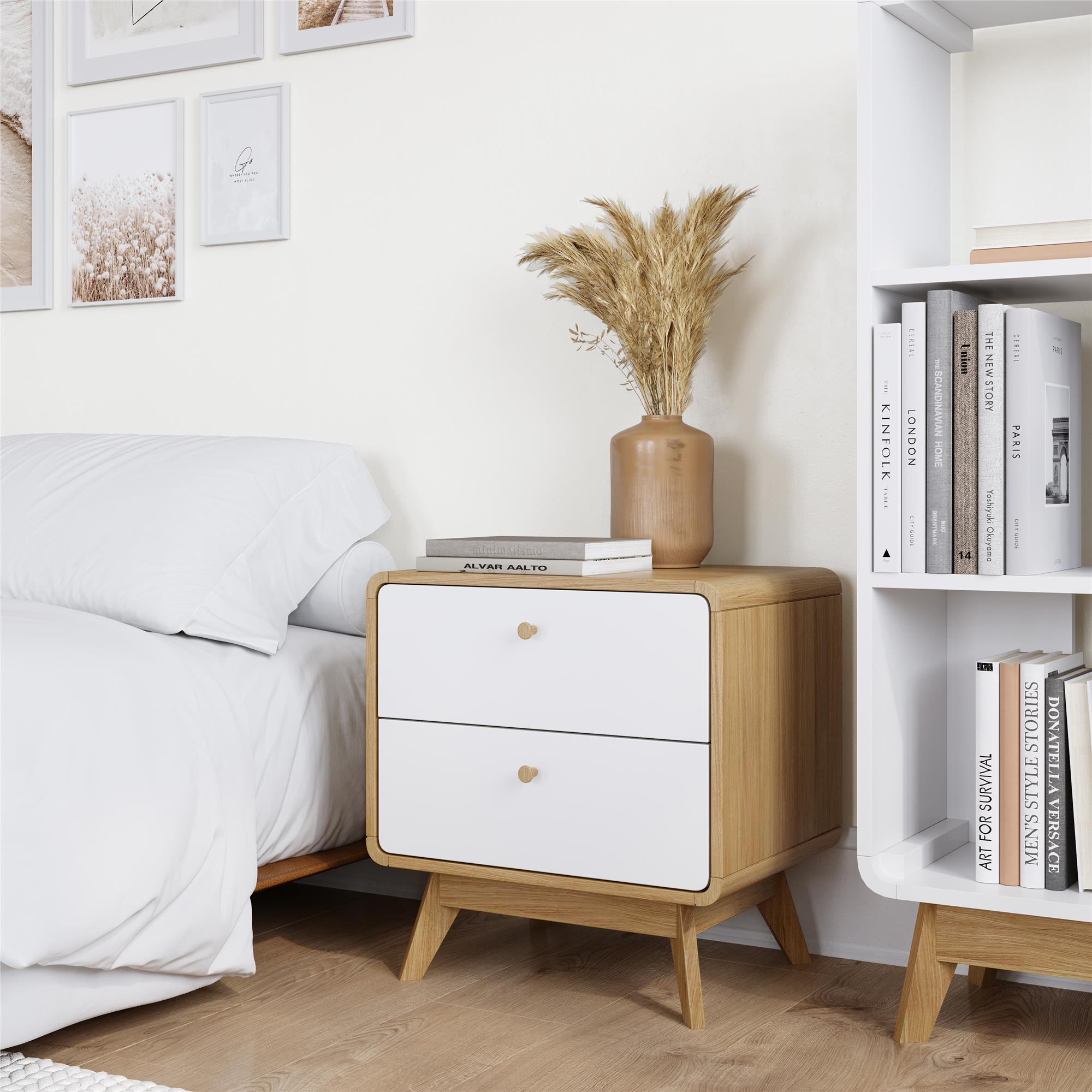 Ren Home Leva 2 Drawer Nightstand - Oak