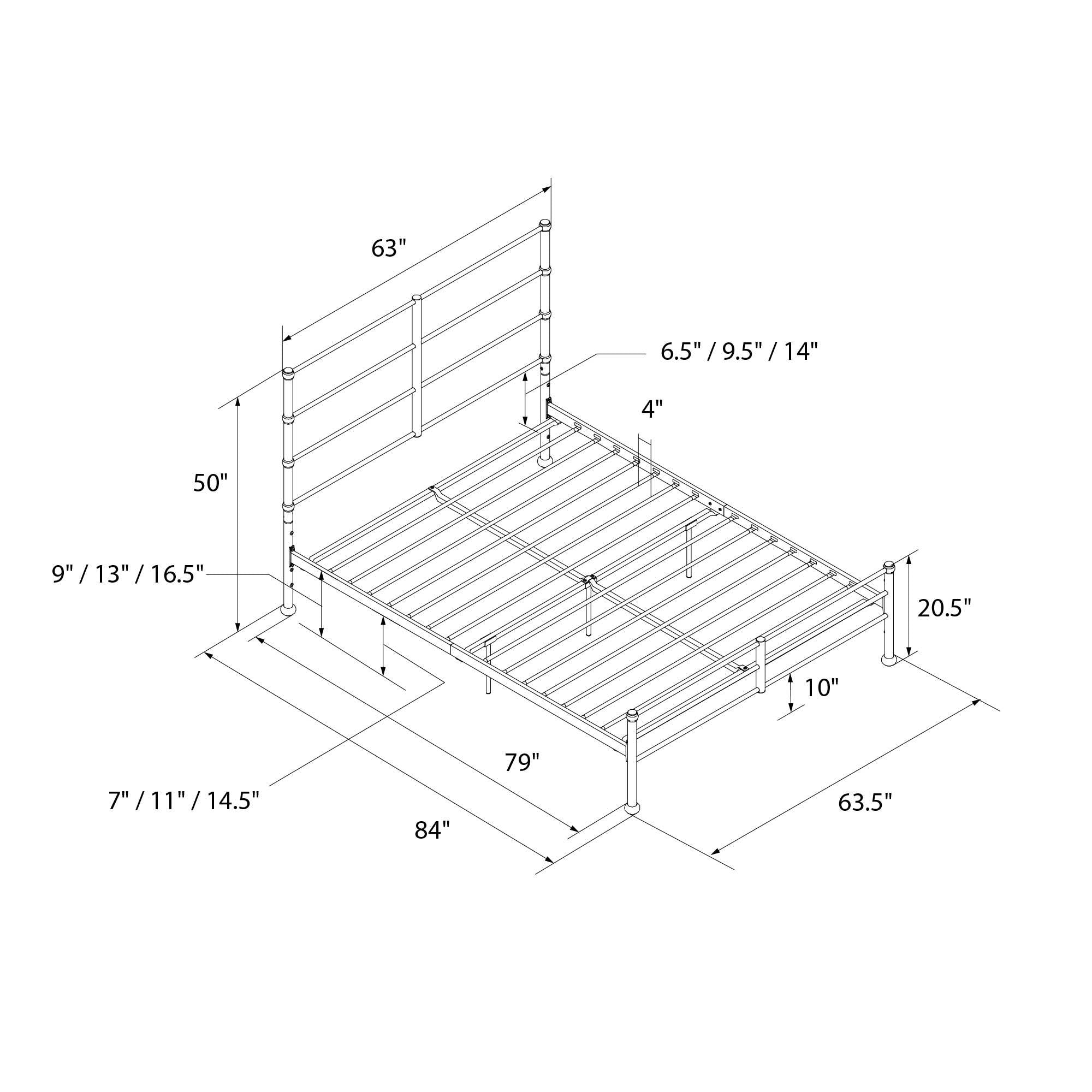 Mr. Kate MacKenzie Adaptable Metal Platform Bed - Black - Queen