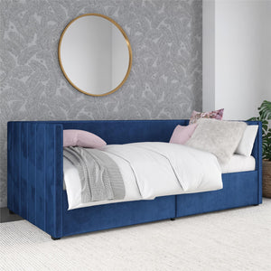Novogratz Arliss Modern Tuxedo Daybed with Storage - Indigo Blue - Twin