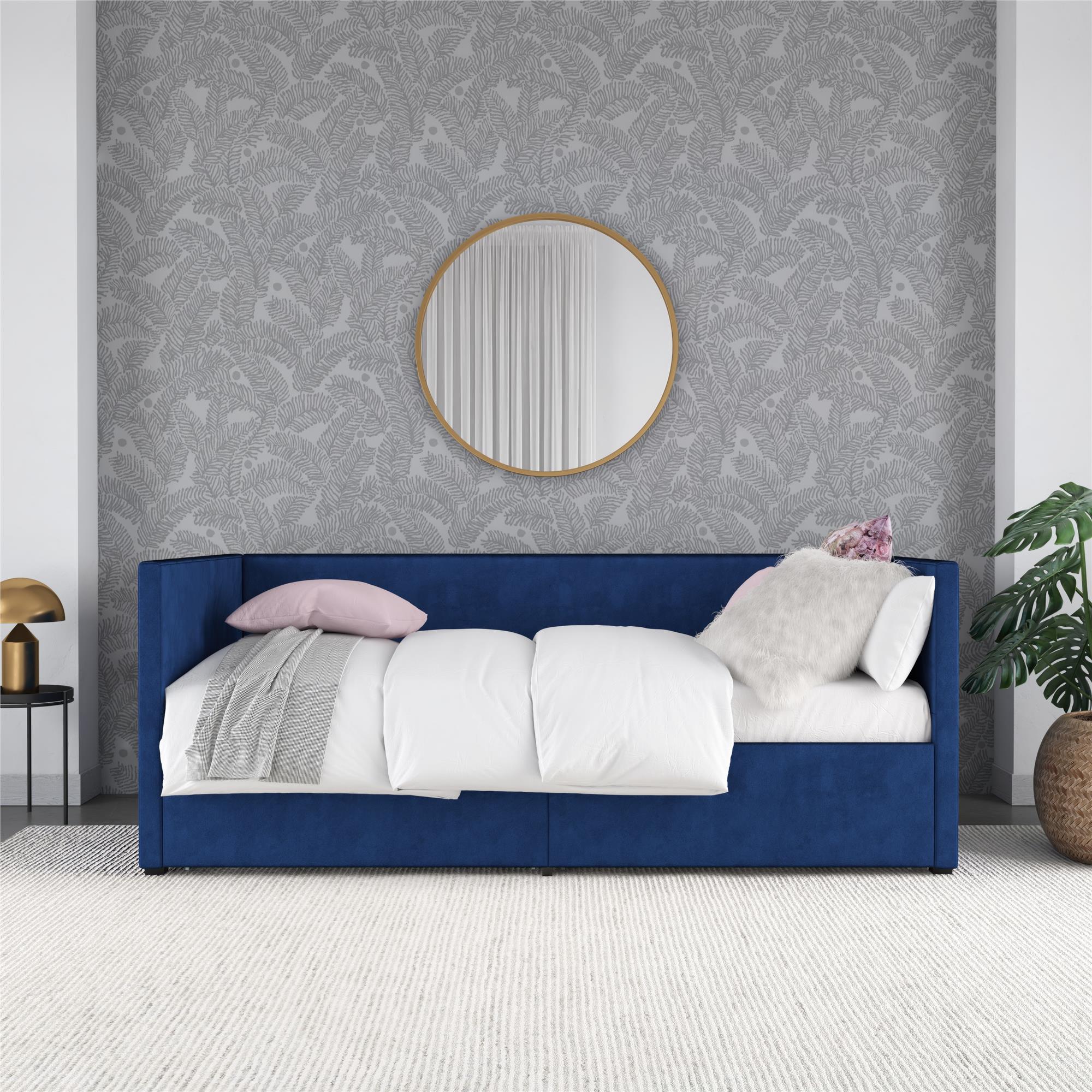 Novogratz Arliss Modern Tuxedo Daybed with Storage - Indigo Blue - Twin
